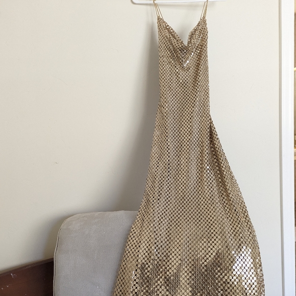 ZARA GOLD MESH SLIP DRESS XS S M NWT - Picture 15 of 16